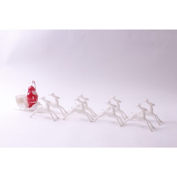 Celluloid, Santa, Sleigh, Reindeer, MCM, 60s, Christmas Winter, Holiday Decor - Picture 2 of 5